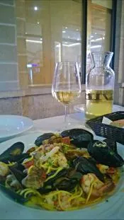 Паста с морепродуктами и вкуснейшее вино. Сан Марино